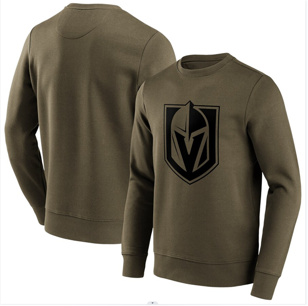 Men's Vegas Golden Knights Khaki Iconic Preferred Logo Graphic Crew Sweatshirt